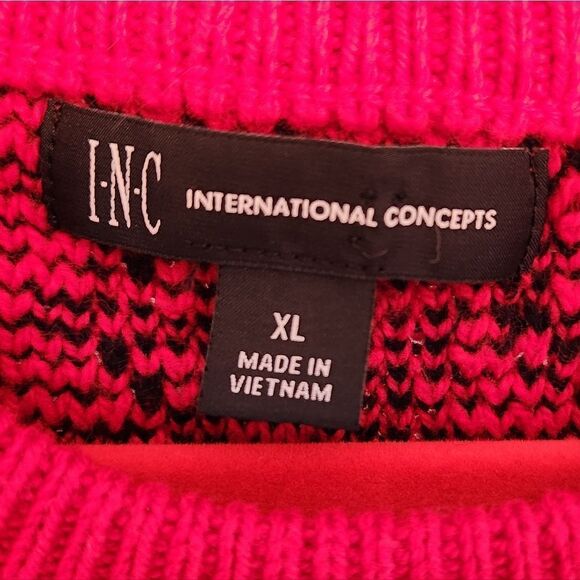 INC International Concepts Women's Red & Black Stripe Teddy Sweater~Size X-Large - Picture 3 of 8